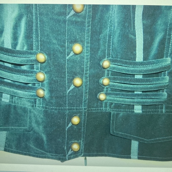 TOGETHER Dark Teal  Velvet short Jacket/ Blazer Military Style - Picture 4 of 9